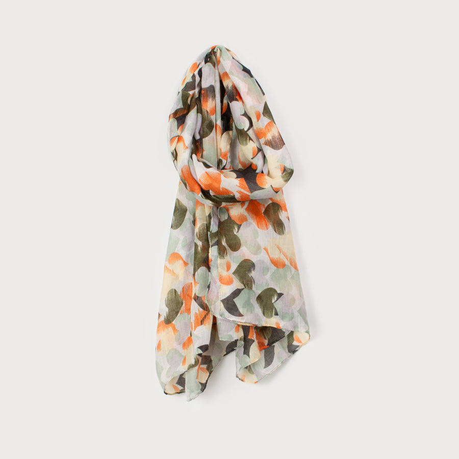 LIGHTWEIGHT SCARF WITH HEART PRINT 6158-MIX