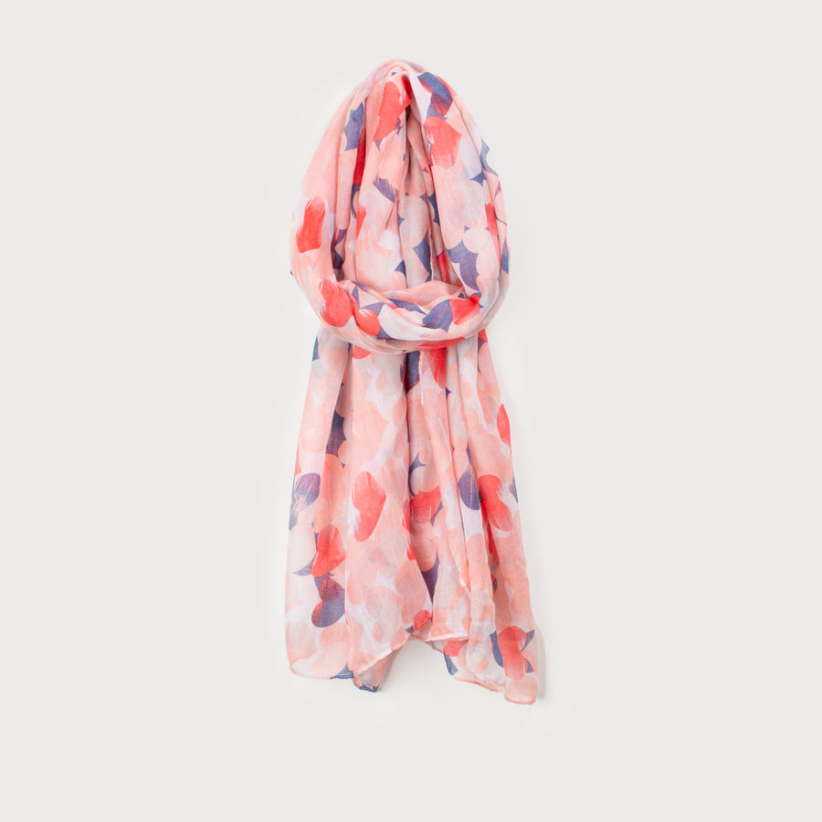 LIGHTWEIGHT SCARF WITH HEART PRINT 6158-PNK