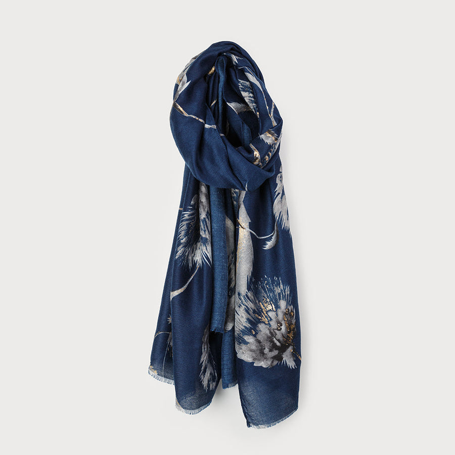 ÉCHARPE AVEC IMPRESSION DE TAPISSERIE FLORALE 6175-BLU