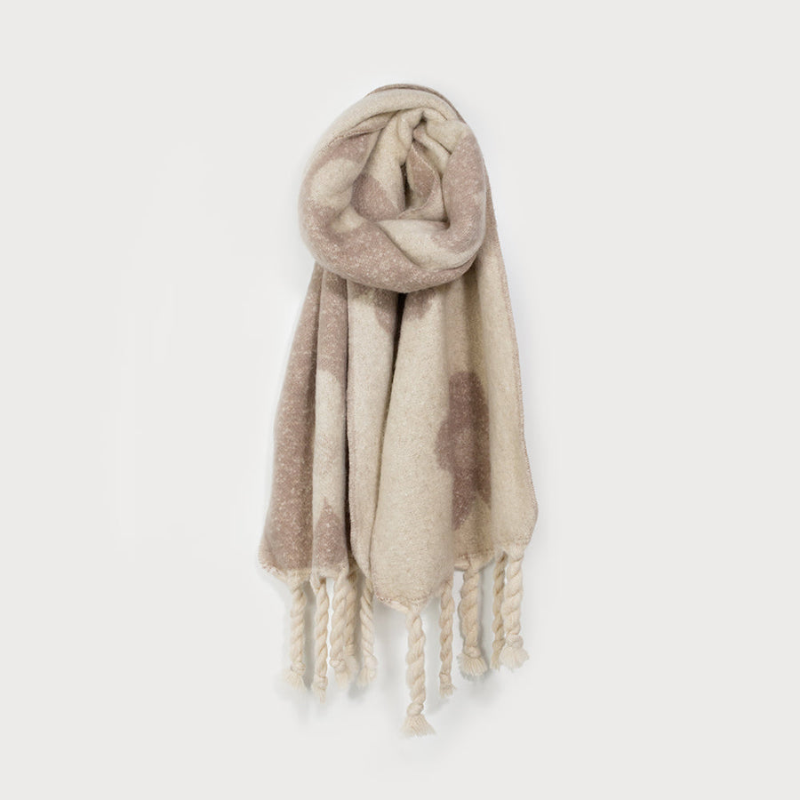 Grande écharpe chaude à imprimé floral avec pompons 6178-BGE