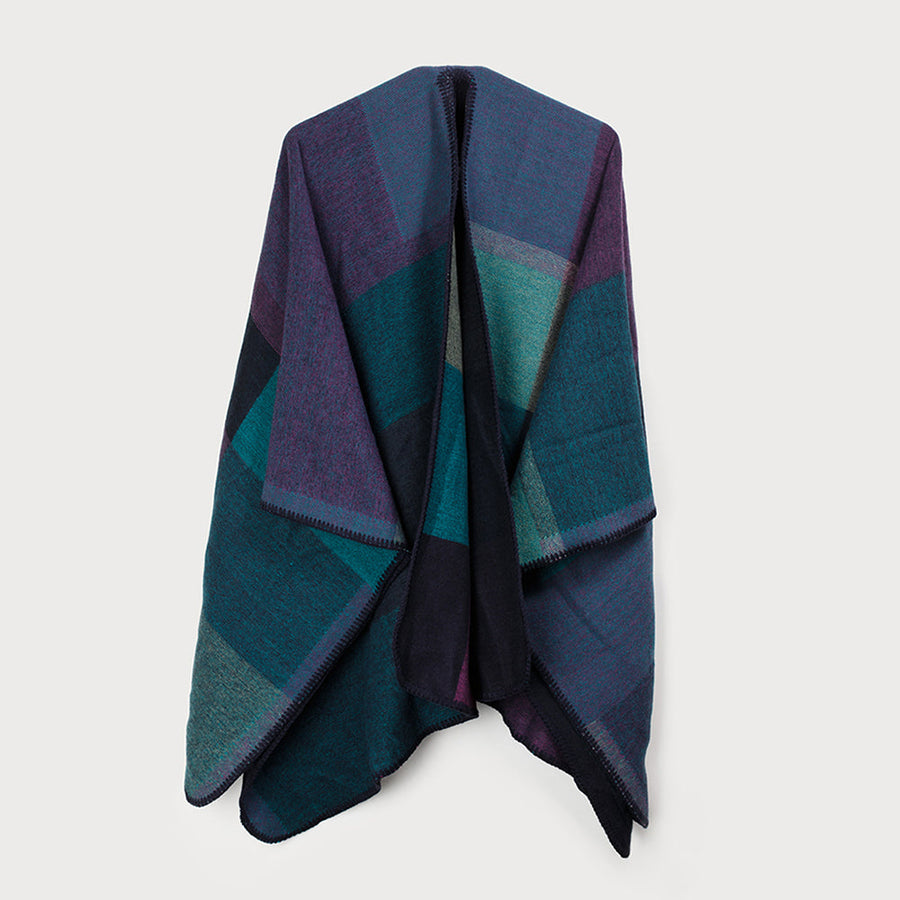 grand châle imprimé doux et chaud 6179-BLU