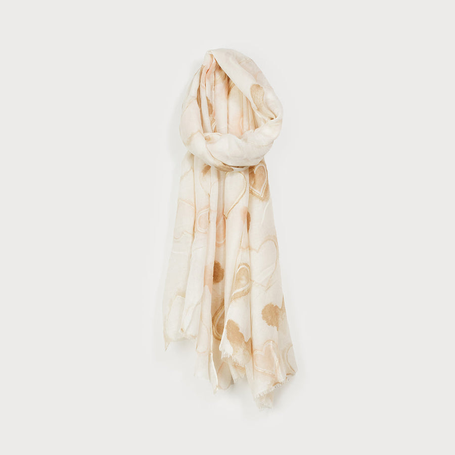 Lightweight scarf with soft beige prints 6195-CRM