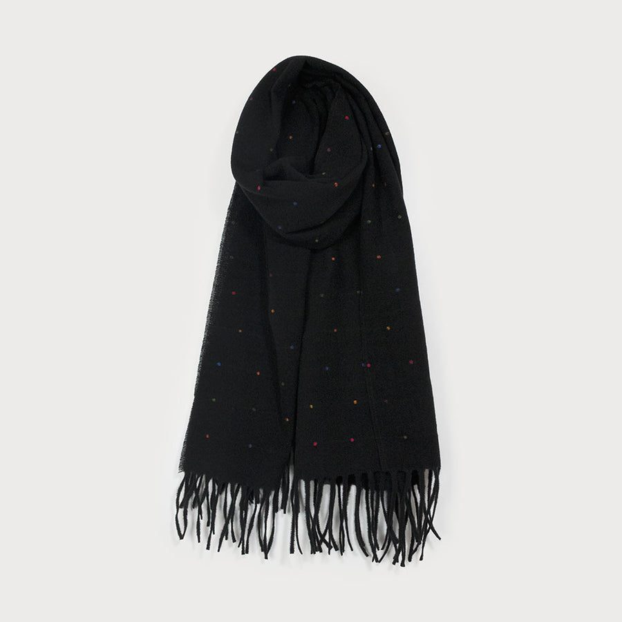 Écharpe chaude à mini pois colorés 6209-BLK