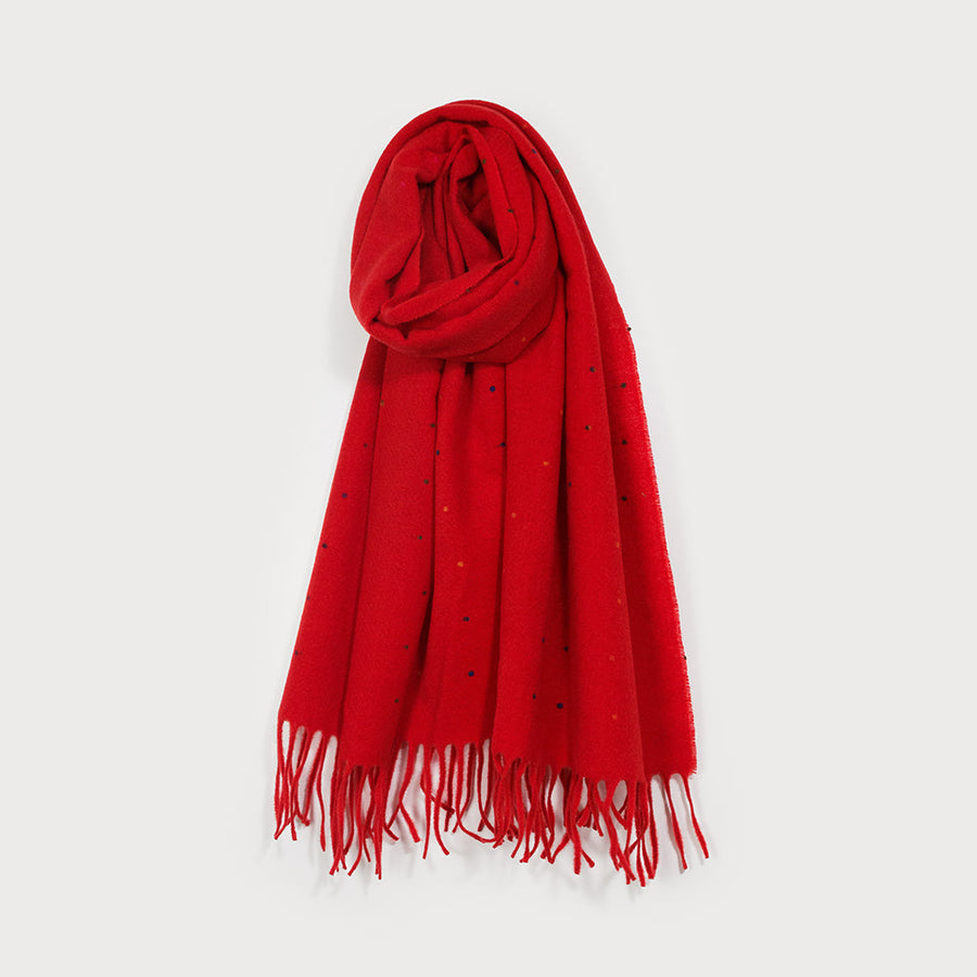 Écharpe chaude à mini pois colorés 6209-RED