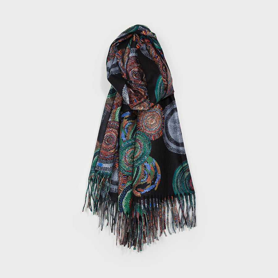 Écharpe douce et colorée à imprimé mandala 6210-BLK