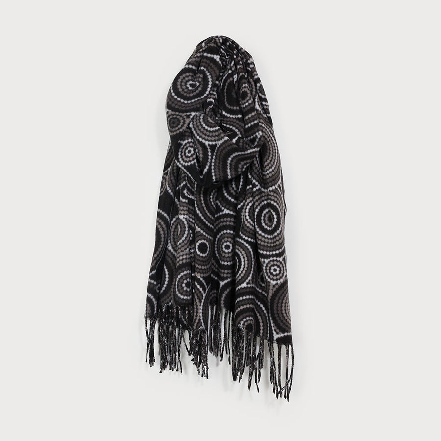 Écharpe douce et chaude à imprimé géométrique 6217-BLK