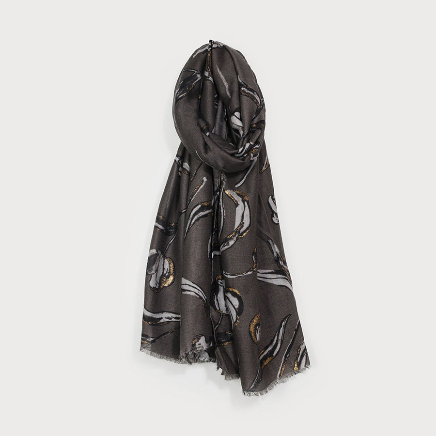 Écharpe légère à imprimé fleuri avec lurex 6218-DKG