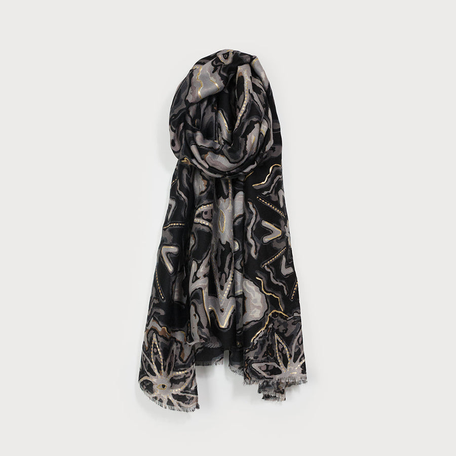 Lightweight abstract print with lurex 6220-BLK