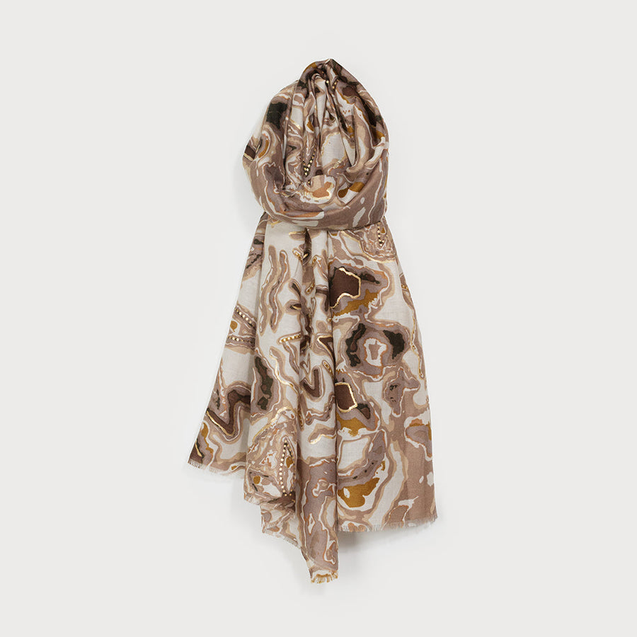 Lightweight abstract print with lurex 6220-BRN