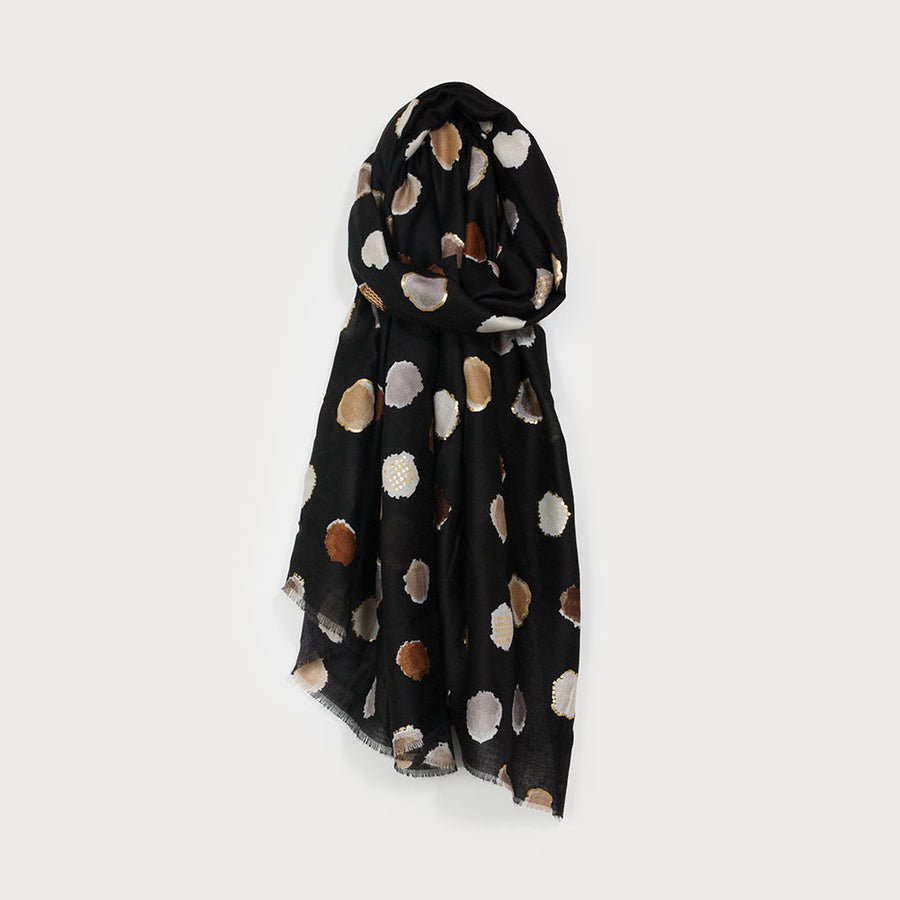 Lightweight multi dots print scarf 6221-BLK