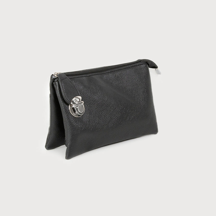 Crossbody bag with multi pockets & removable adjustable strap & wristlet 7012-BLK