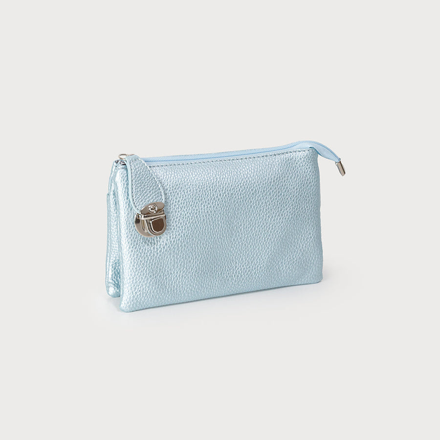 CROSSBODY BAG WITH MULTI POCKETS & REMOVABLE ADJUSTABLE STRAP & WRISTLET-IMITATION LEATHER 7012-BLU-M