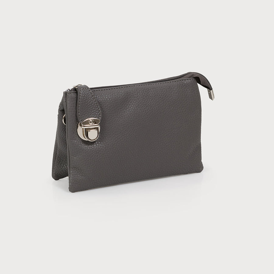 SAC À BANDOULIÈRE AVEC POCHES MULTIPLES, SANGLE RÉGLABLE AMOVIBLE ET POIGNET EN SIMILI-CUIR 7012-DKG