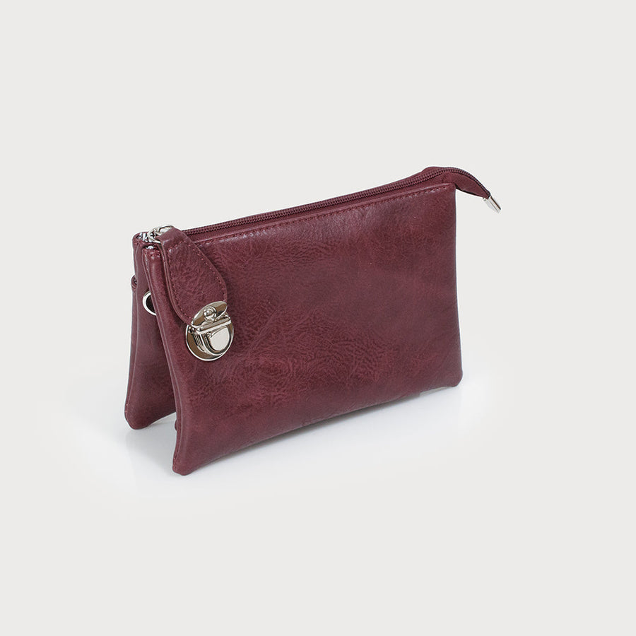 Crossbody bag with multi pockets & removable adjustable strap & wristlet 7012-E-BOR