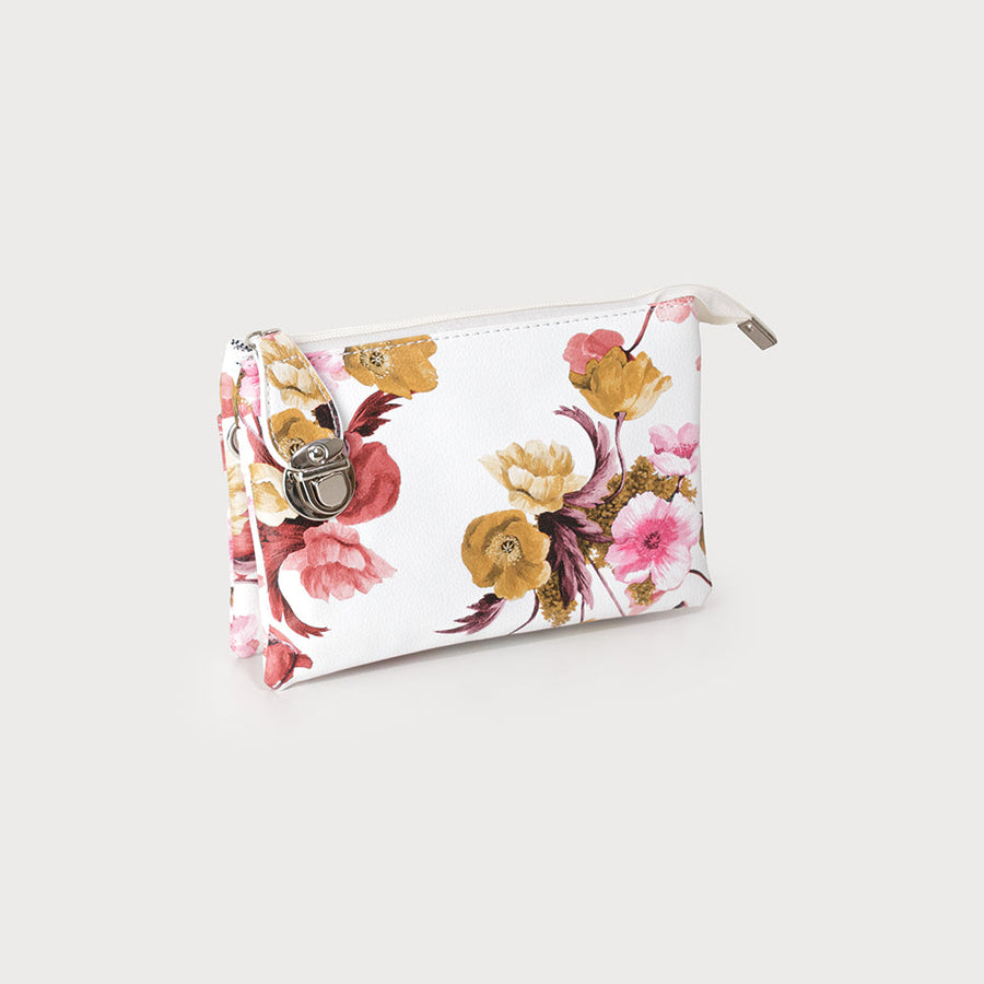 Crossbody bag with multi pockets & removable adjustable strap & wristlet 7012-FLW-BLH