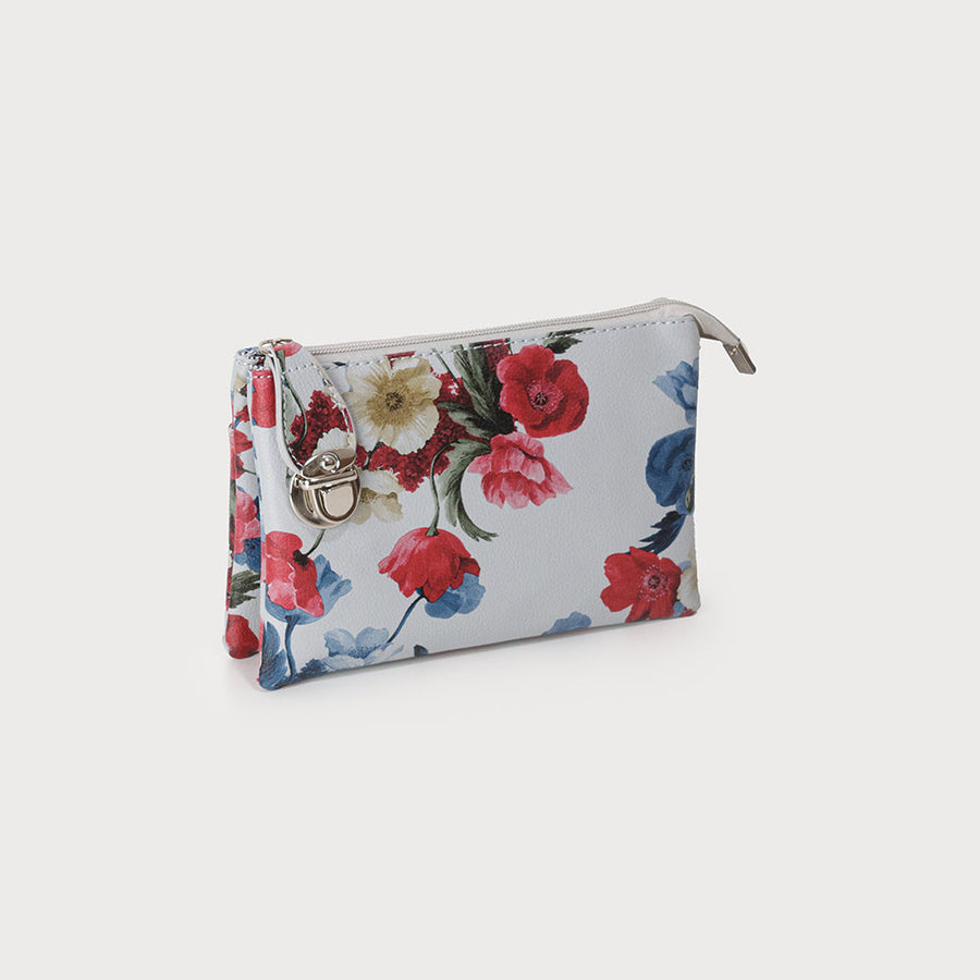 Crossbody bag with multi pockets & removable adjustable strap & wristlet 7012-FLW-GRY