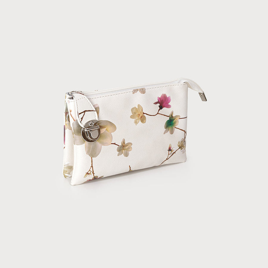 Crossbody bag with multi pockets & removable adjustable strap & wristlet 7012-FLW-IVO