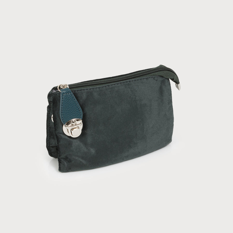 sac à bandoulière avec poches multiples, bandoulière réglable amovible et poignet en simili-cuir texturé 7012-GRN-V