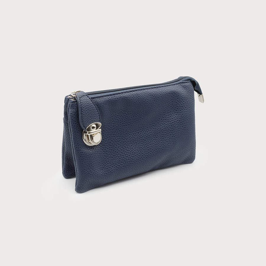 Crossbody bag with multi pockets & removable adjustable strap & wristlet 7012-NAV