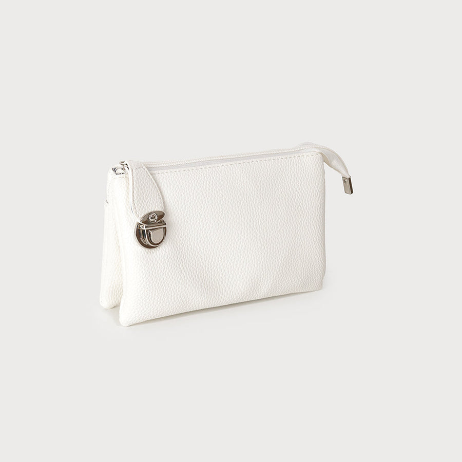 Crossbody bag with multi pockets & removable adjustable strap & wristlet 7012-WTE