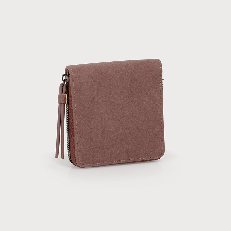 Square zippered wallet with card slots and closed coin pocket - soft imitation leather 7135-BLH
