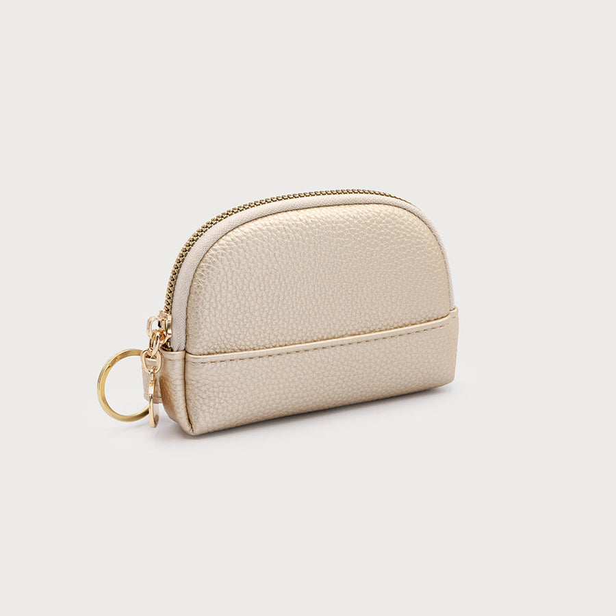 Small coins pouch with zipper closure and key ring on side 7140-CHP