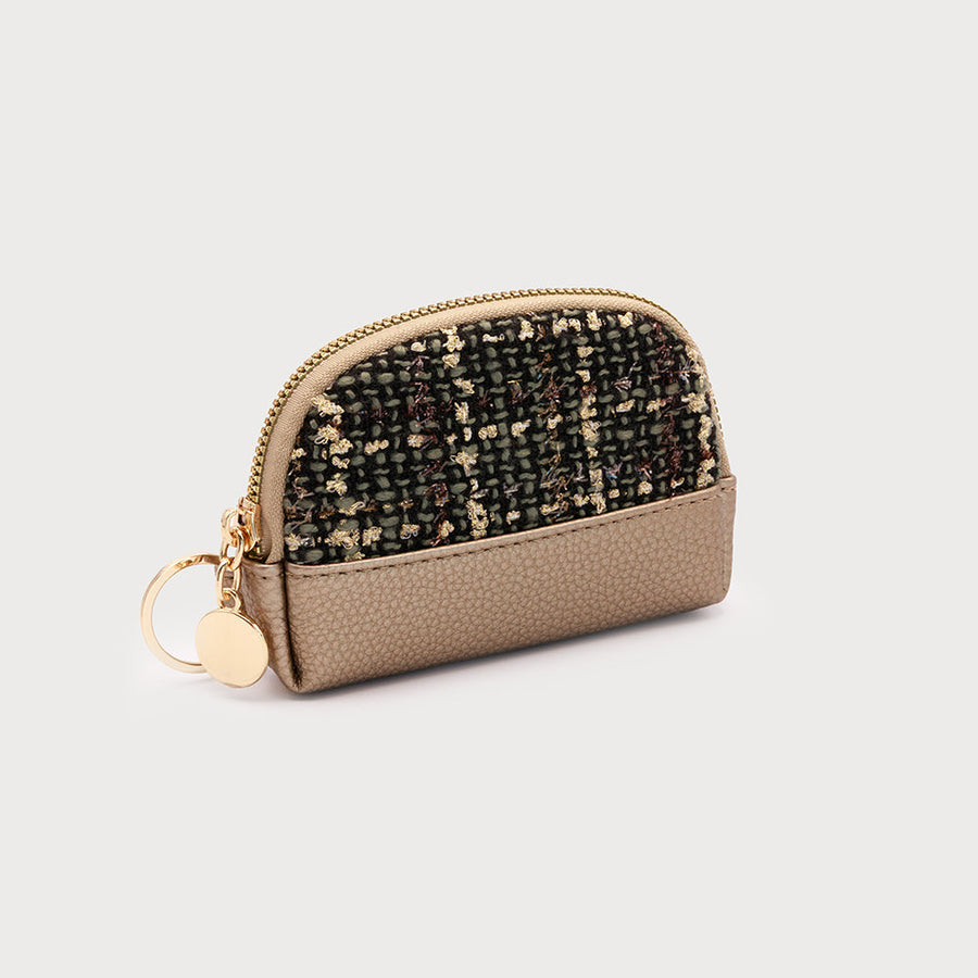 Small coins pouch with zipper closure and key ring on side 7140-TWD-KAK