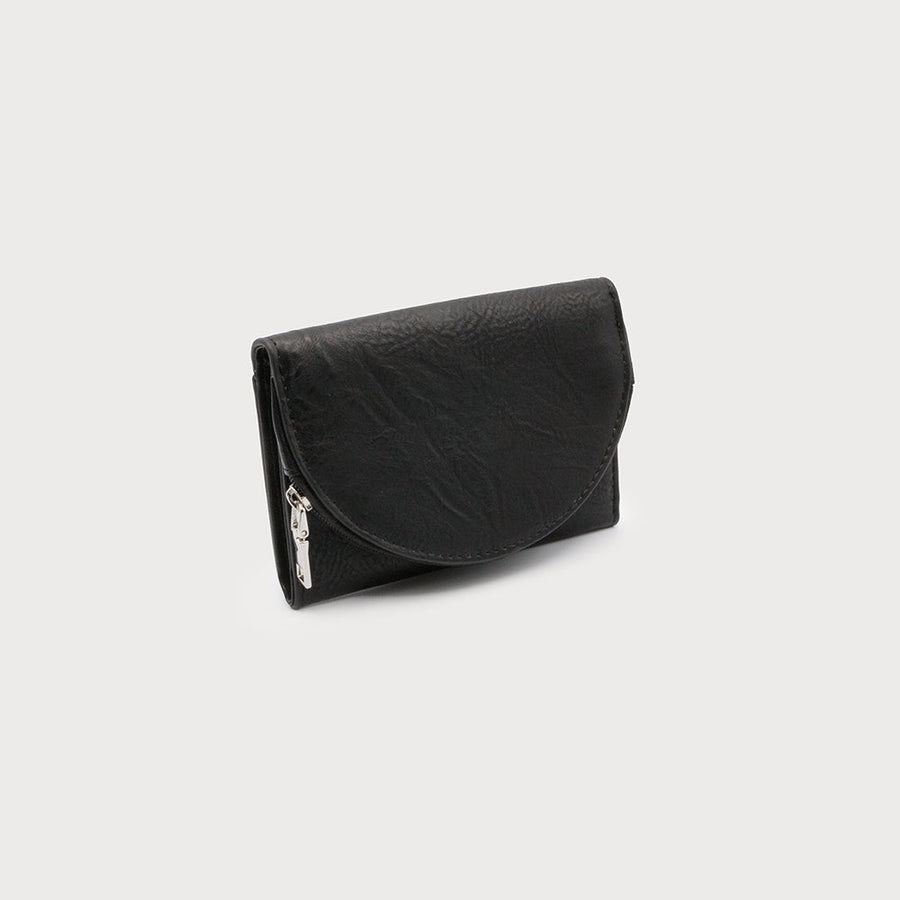 PORTEFEUILLE AVEC INSERTIONS MULTIPLES DE CARTES ET POCHETTE ZIPPÉE POUR LA MONNAIE - SIMILI CUIR 7154-BLK