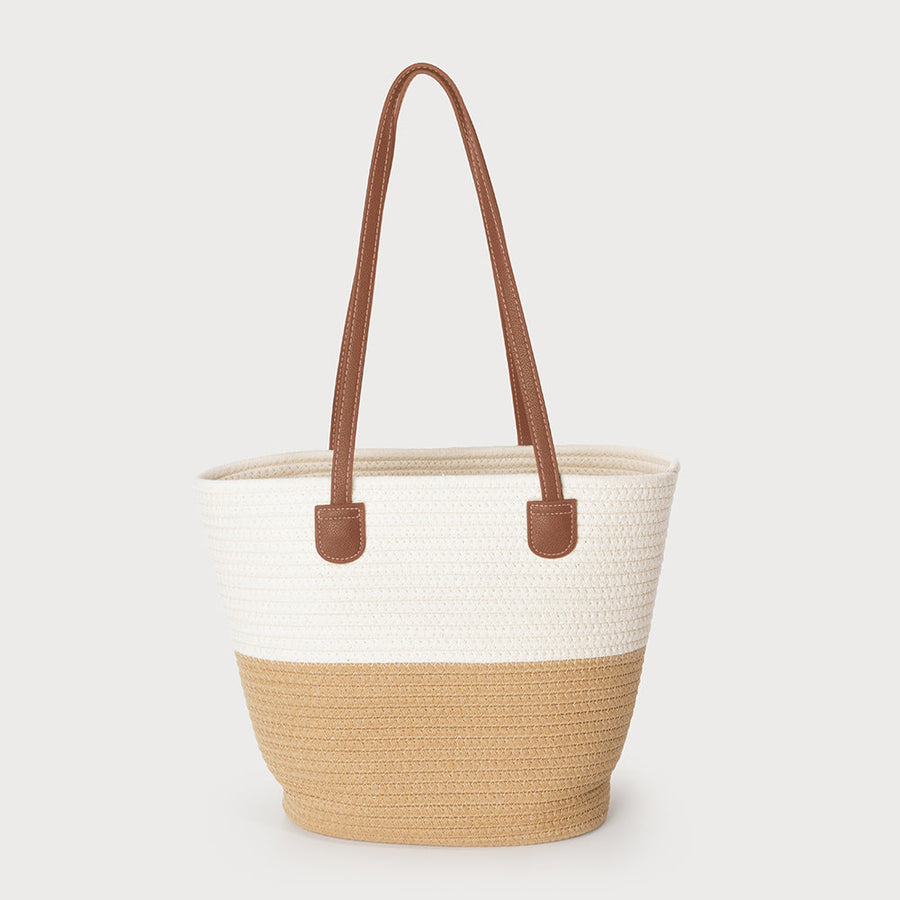 LARGE ROPE TOTE WITH IMITATION LEATHER HANDLE 7161-CLB