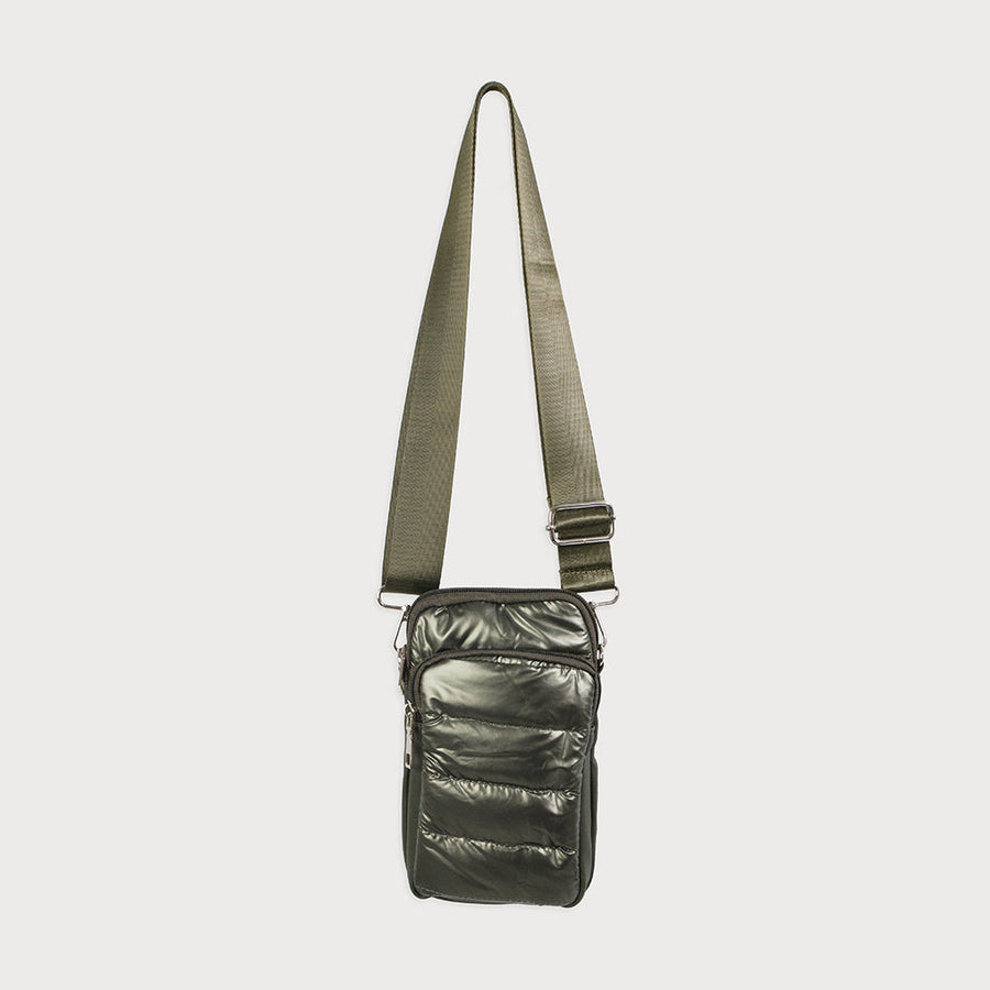 Small quilted crossbody bag with 2 pockets and adjustable strap 7163-ARM