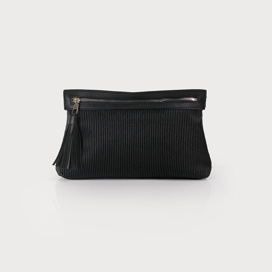 Pochette effet velours côtelé avec bandoulière amovible et réglable 7170-BLK