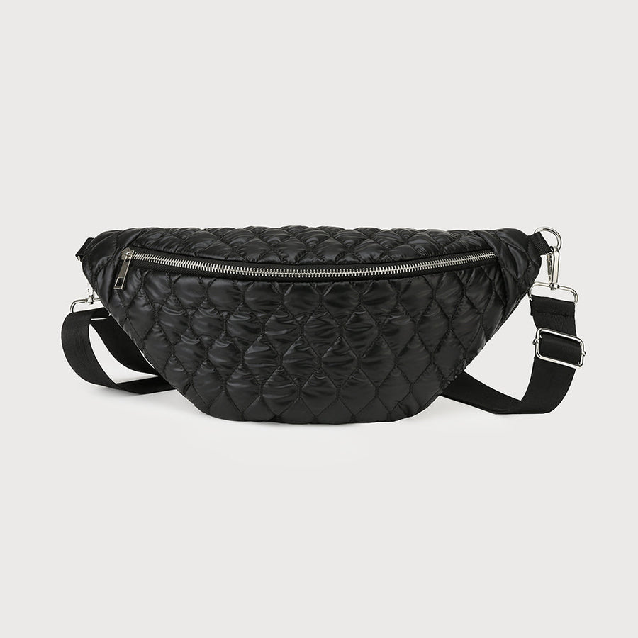 Quilted belt bag with adjustable strap, inside pocket and adjustable strap 7173-BLK