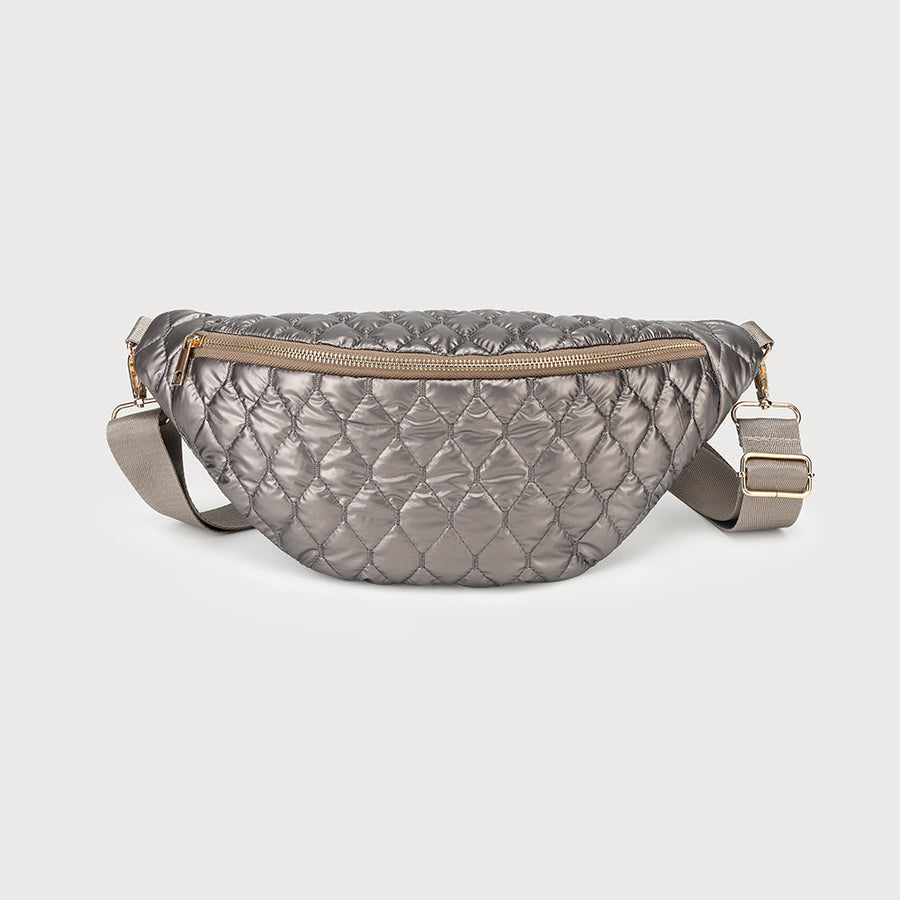 Quilted belt bag with adjustable strap, inside pocket and adjustable strap 7173-GLD