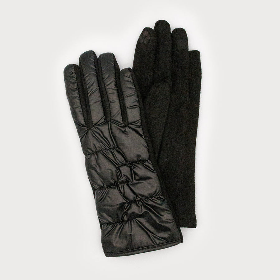 Shiny quilted gloves 9006-BLK