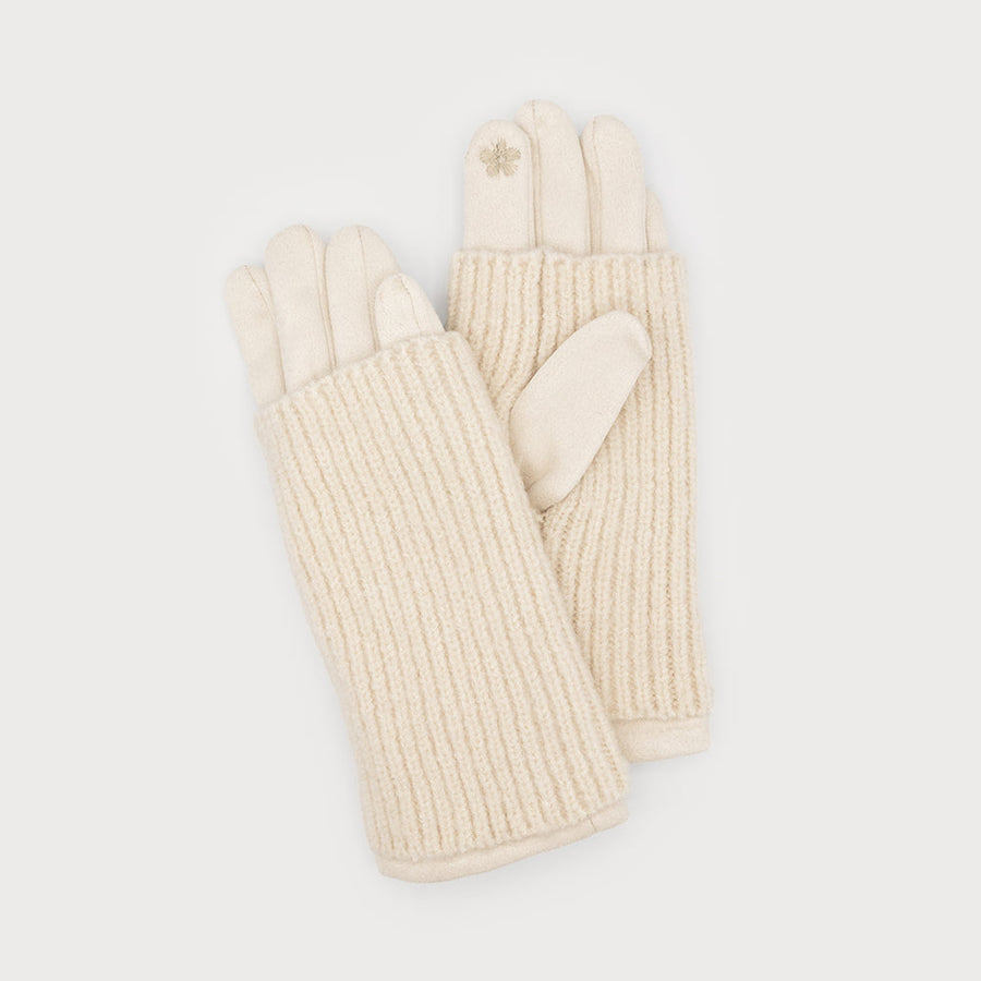 Ribbed wrist-warmer faux suede gloves 9010-CRM