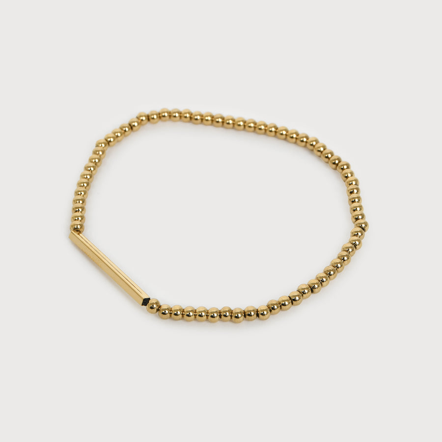 Small beaded stainless steel stretch bracelet gold B001-G