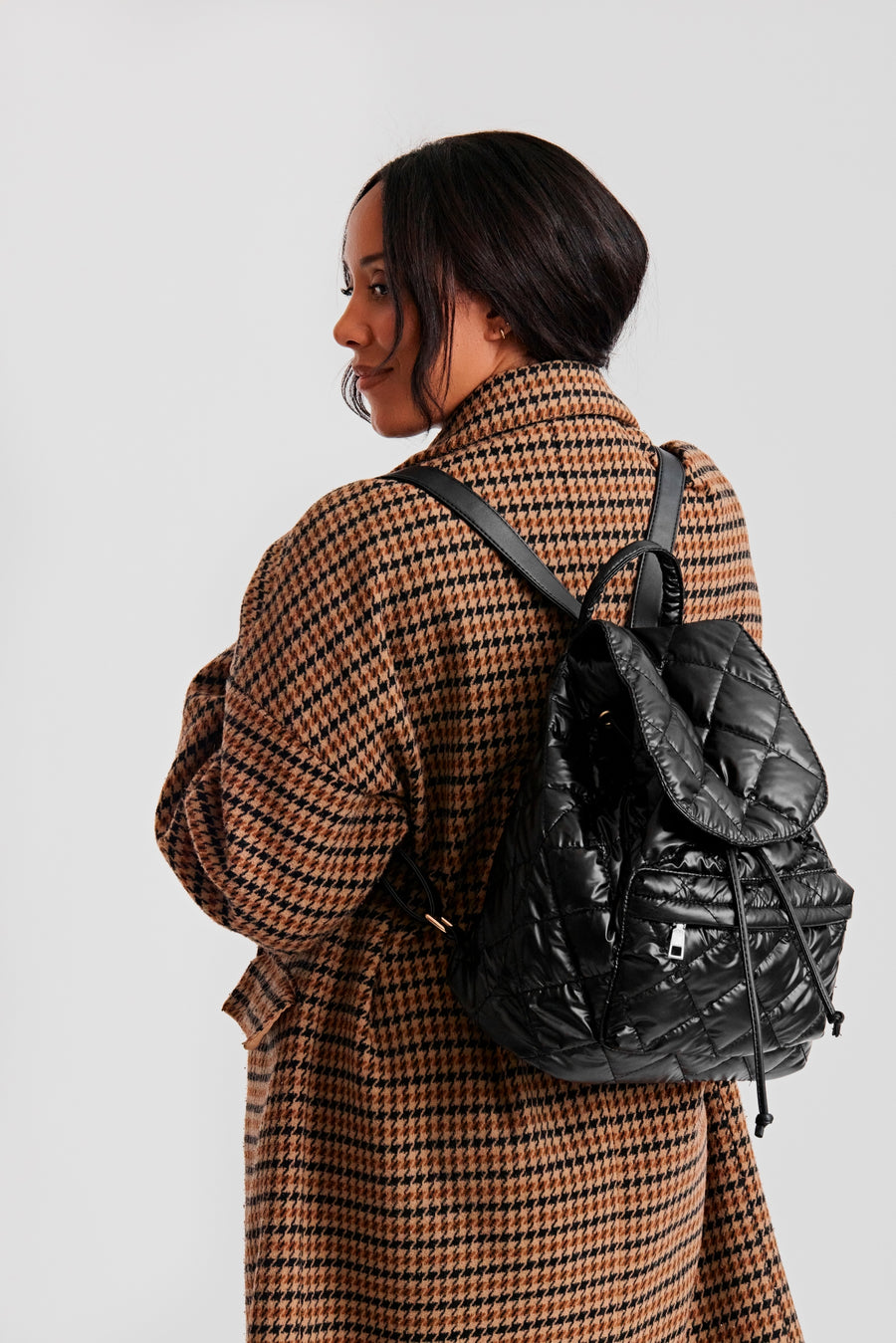 Quilted backpack with multiple pockets 7165-BLK