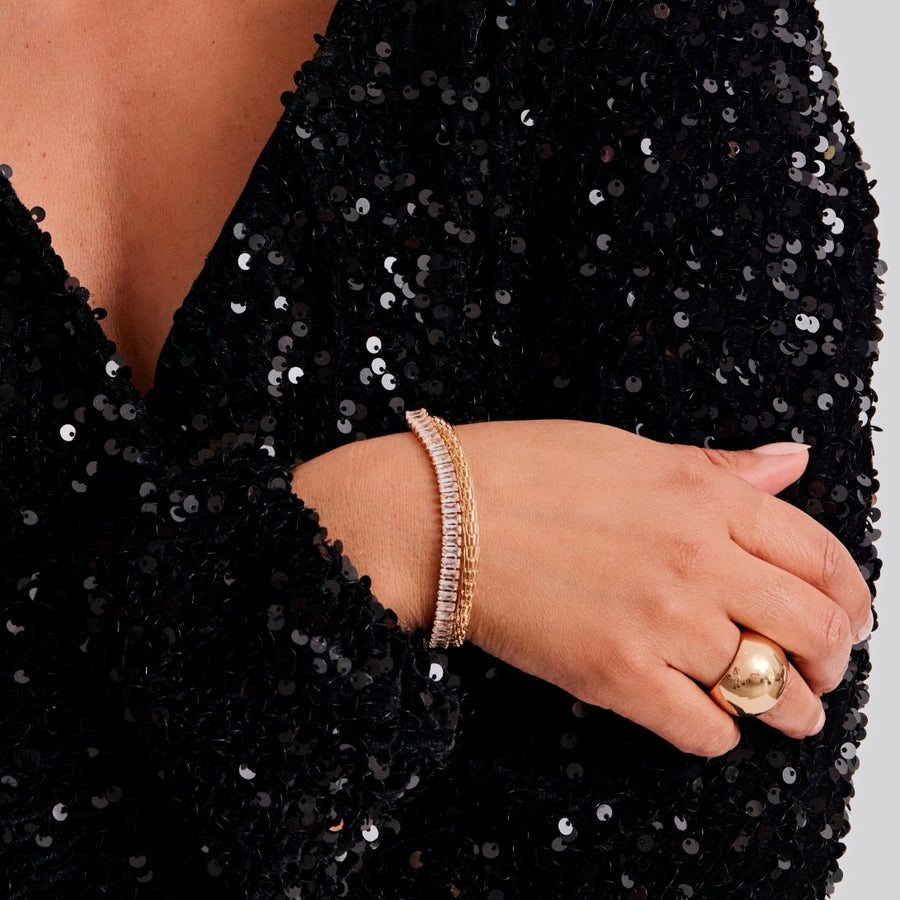 Two-rows glittering mesh bracelet 3350-GLD