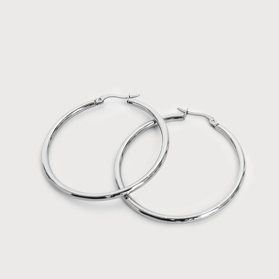 Anneaux argentés en acier inoxydable 40 mm E006-S