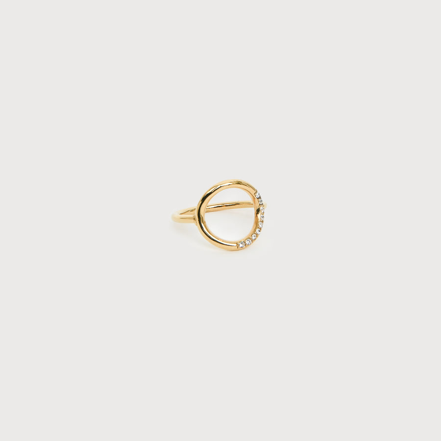 Stainless steel eternity ring with zircons gold R001-G