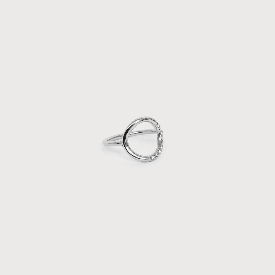 Stainless steel eternity ring with zircons silver R001-S