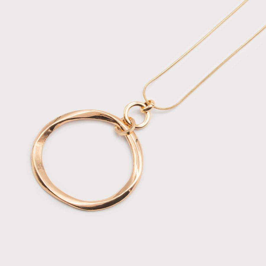 PENDANT WAVED RING ON LONG ADJUSTABLE CHAIN 1500-GLD