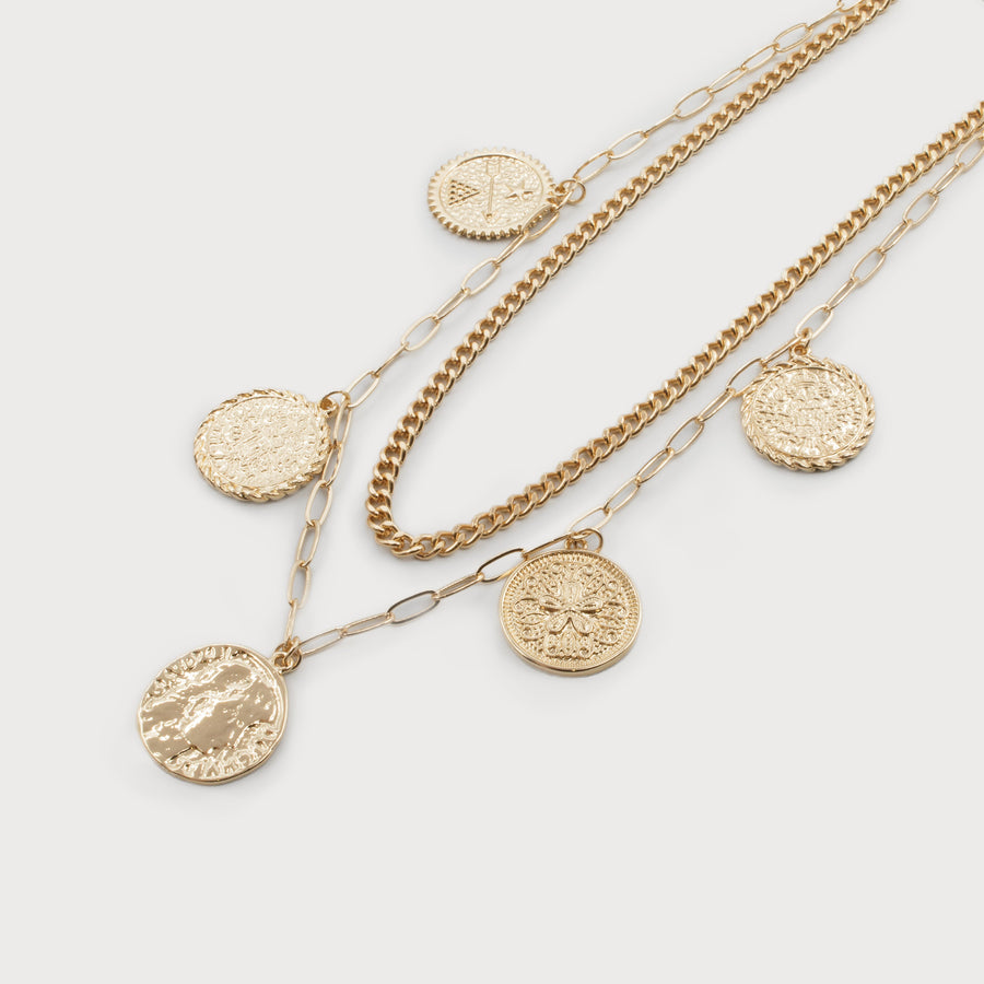2 ROW NECKLACES WITH CHARMS 1619-GLD