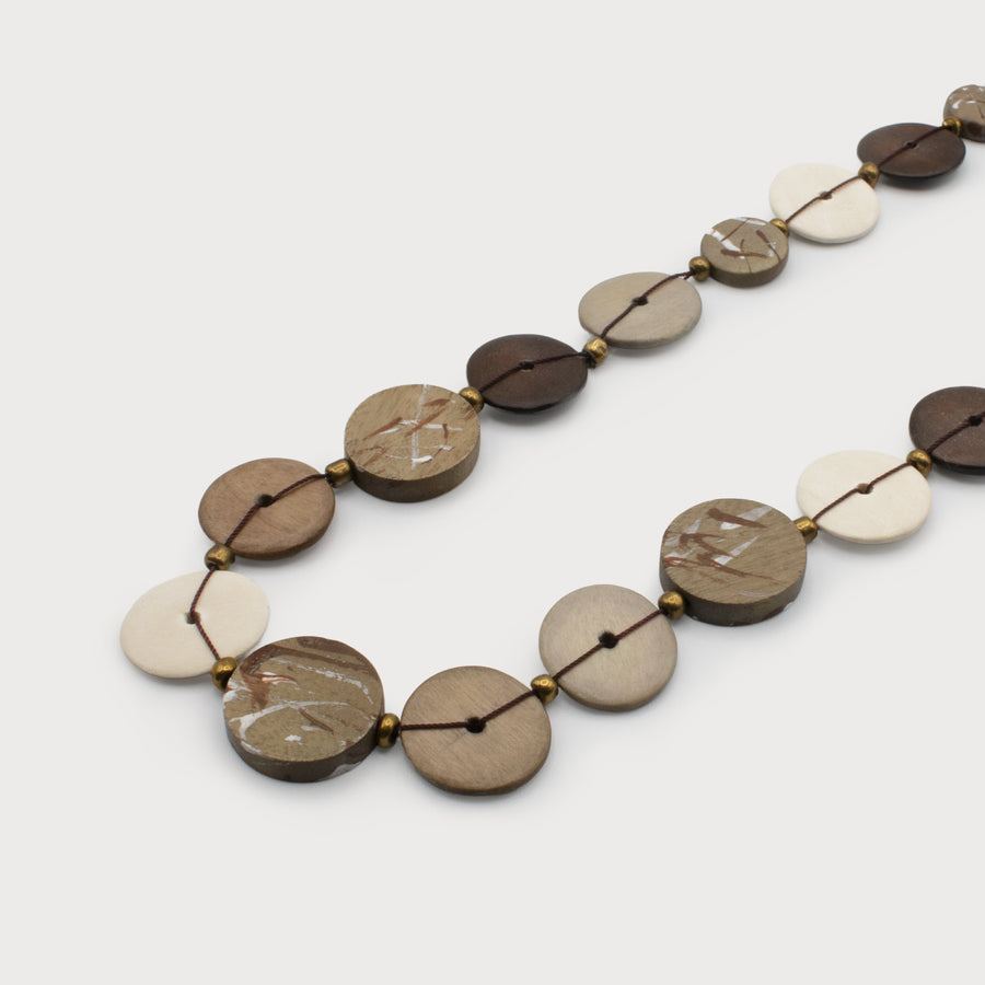 SEMI-LONG NECKLACE WITH PAINTED WOOD PELLETS 1629-NAT