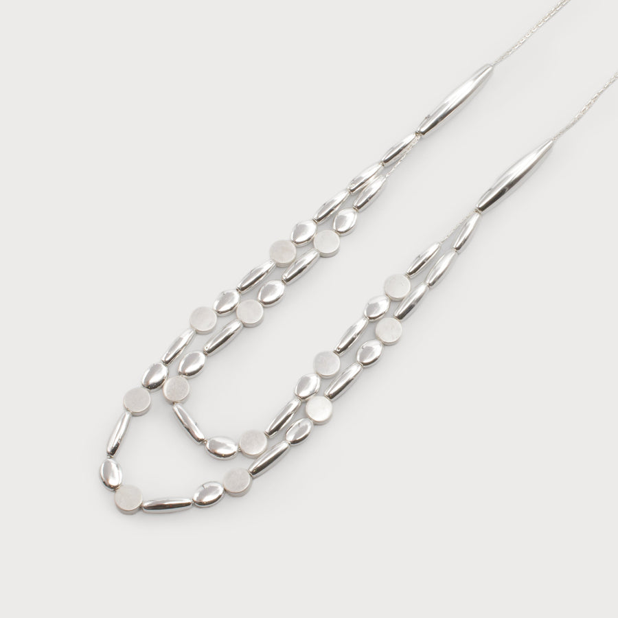 DOUBLE CHAIN WITH MINI METAL PELLETS 1661-SLV
