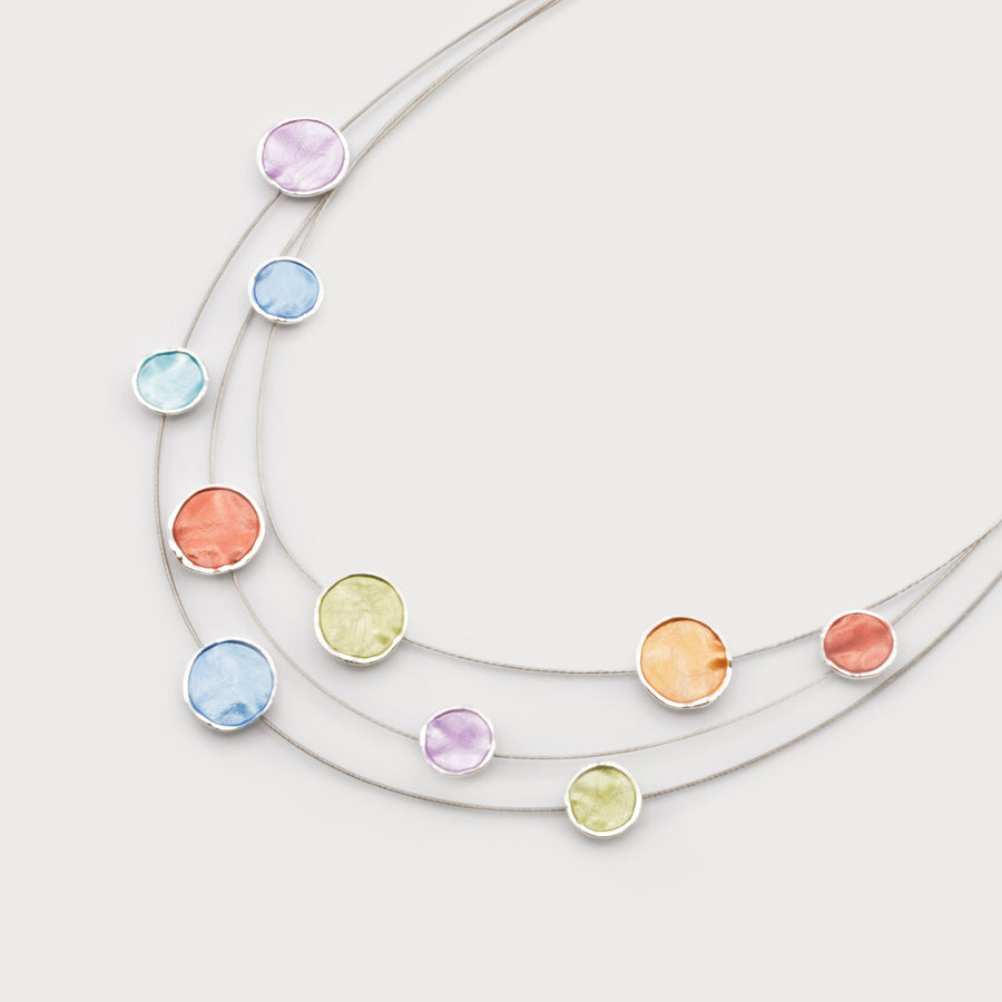 3-ROW NECKLACE WITH HAND-PAINTED METAL DOTS 1667-MIX
