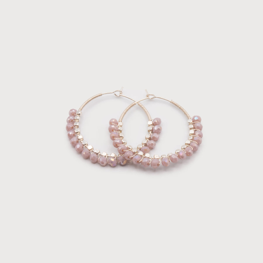DELICATE HOOPS WITH SMALL GLASS BEADS 2475-LAV-S