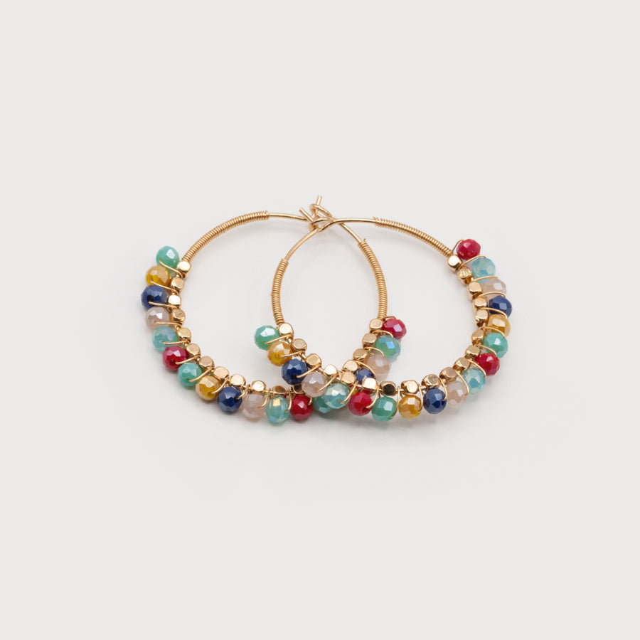 DELICATE HOOPS WITH SMALL GLASS BEADS 2475-MIX-G