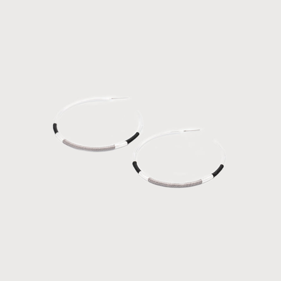 LARGE DELICATE HOOPS WITH STRING 2610-GRY-S