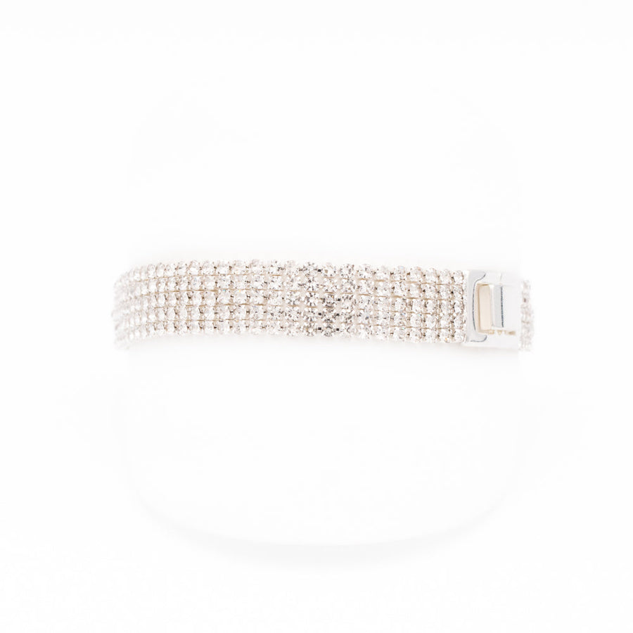 5 Strand crystals bracelet with clip closure 3257-CLR-S